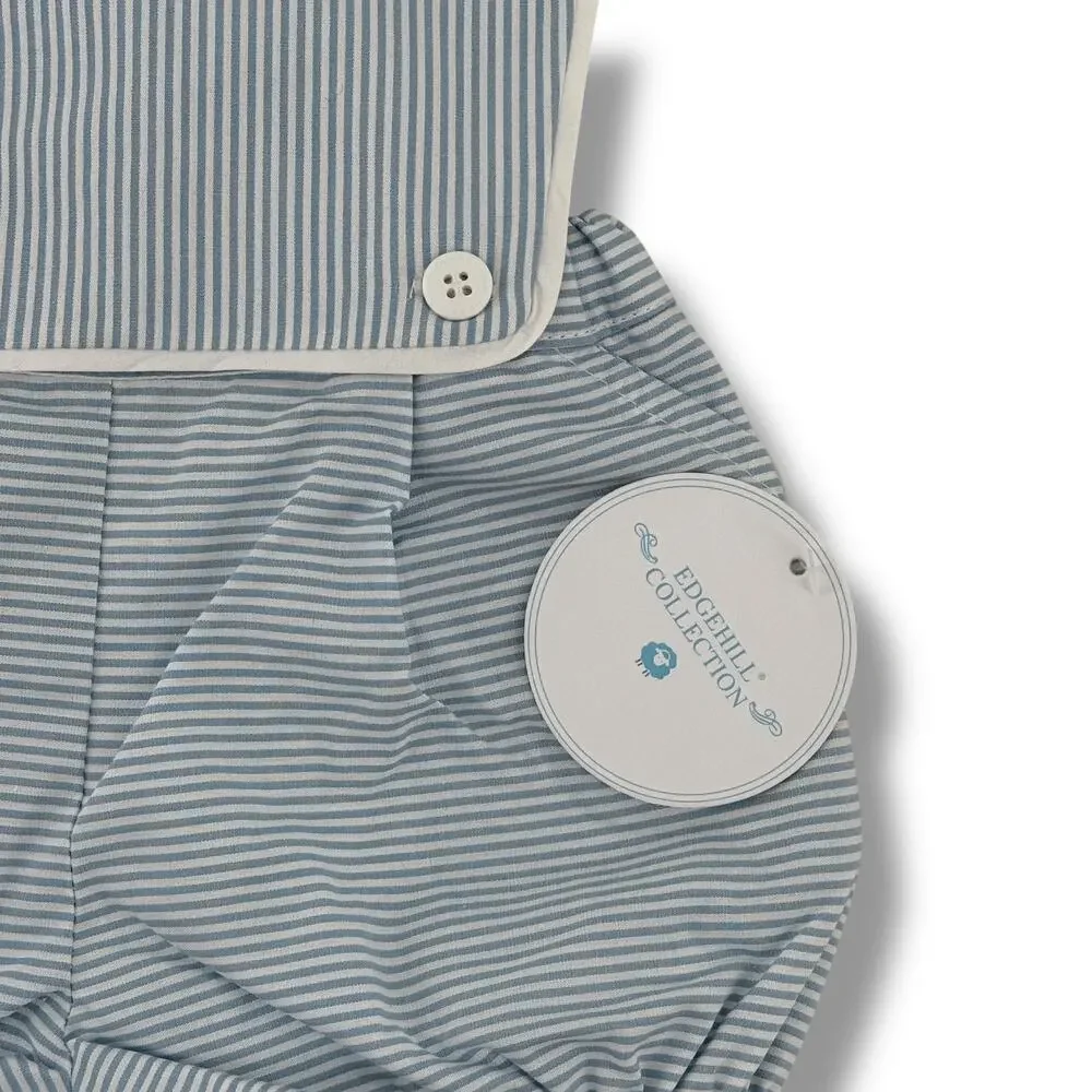 Edgehill Collection Bib Shortall Romper Baby Boys Sz Newborn Blue White Stripe